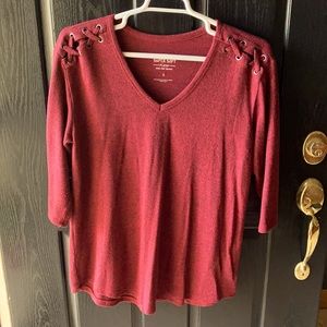 Torrid 3/4 Sleeve Red Super Soft Plush Shirt